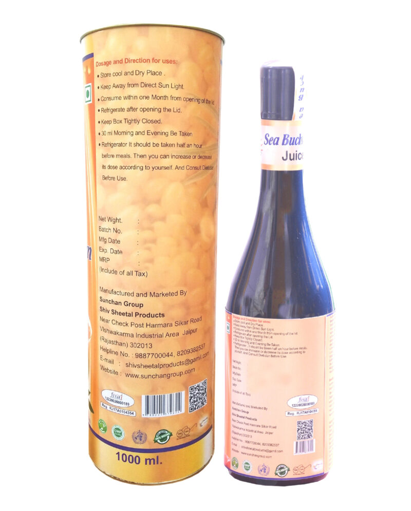 Sea Buckthorn Juice 1000 ML Pure Organic Herbal Mix Vegetarian Healthy Heart, Immunity Power & Body Detox - Image 2